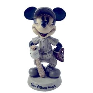 Disney World Mickey Mouse Baseball Bobblehead Figurine - Black and Gray